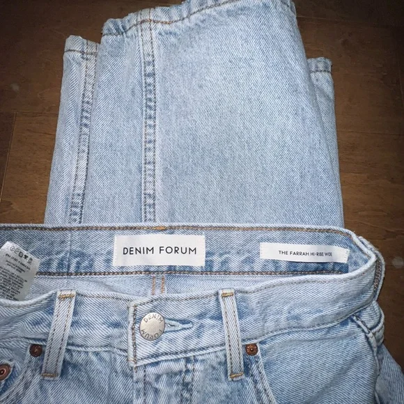 Denim Forum Light Blue Wide-Leg Jeans - Picture 3 of 3
